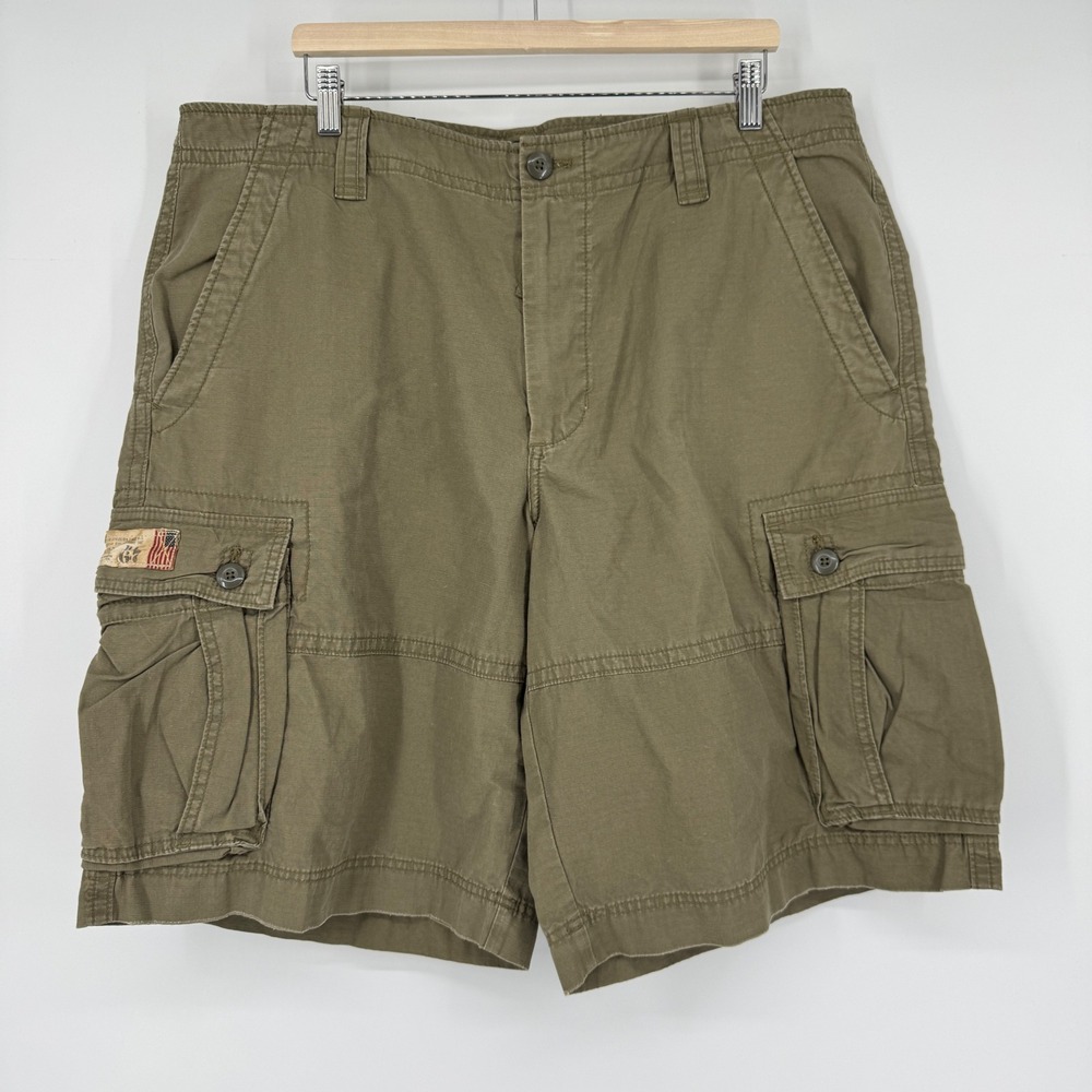 NEW Polo Jeans Ralph Lauren Mens Cargo Shorts 40 Olive Green Ripstop Paratrooper
